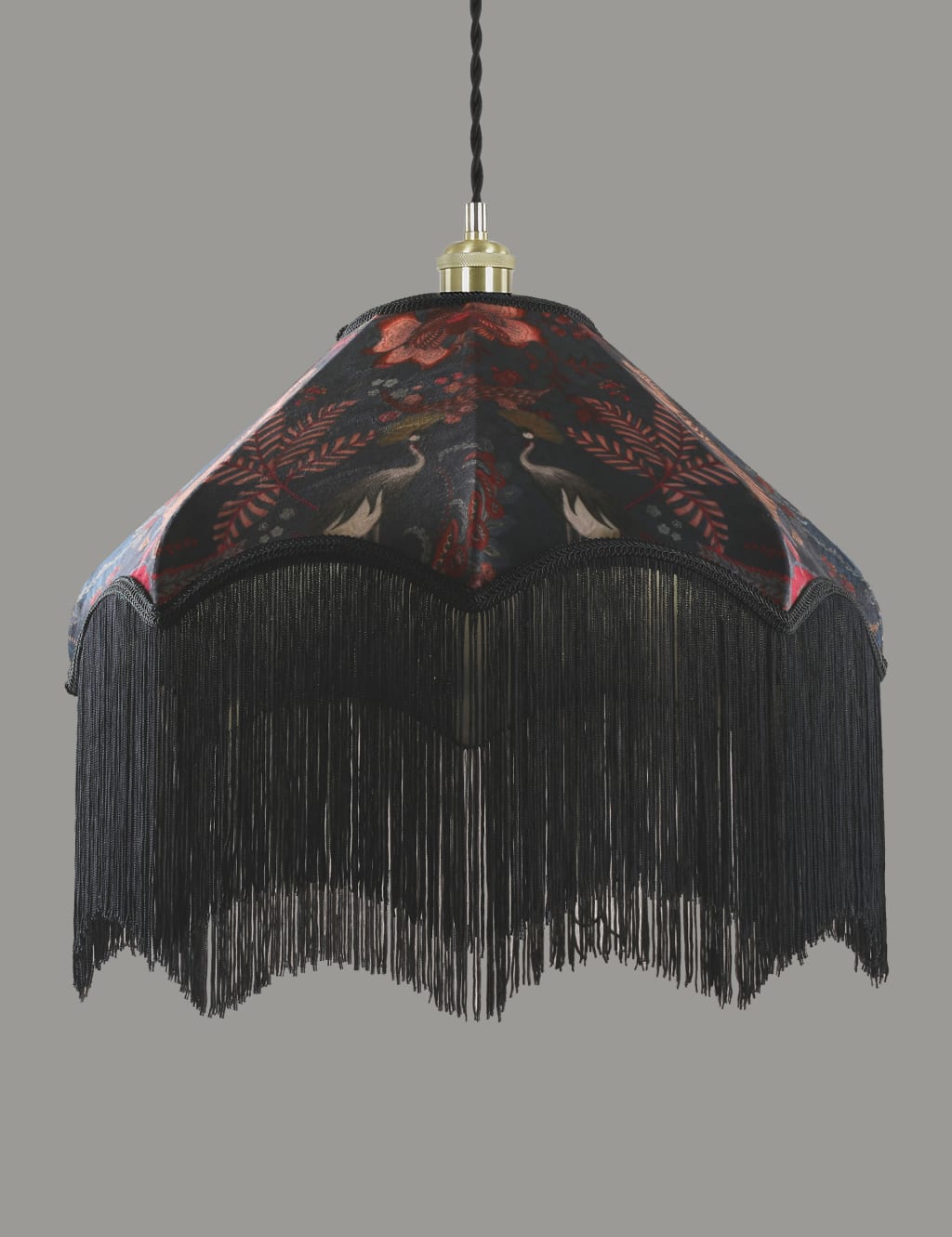 Fringed velvet deals lampshade