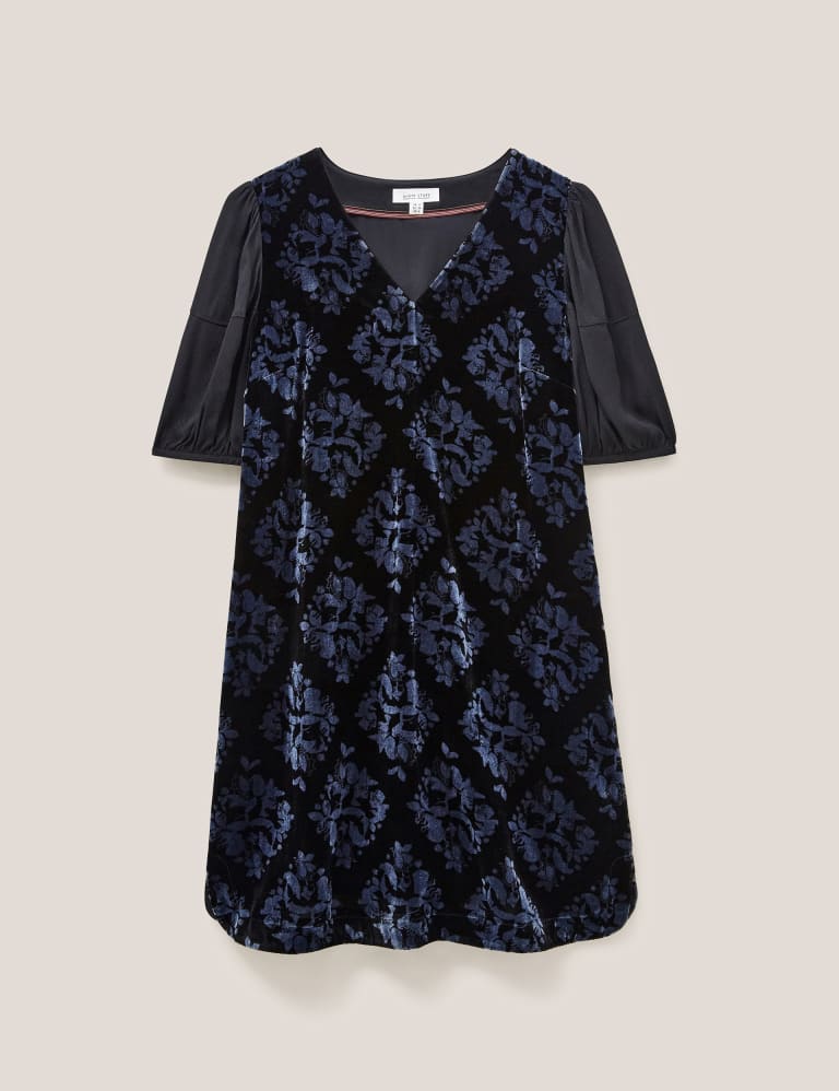 Velvet Printed V Neck Smock Dress White Stuff M S