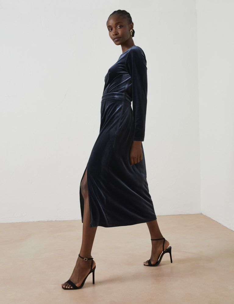 Velvet Round Neck Midi Waisted Dress FatFace M S