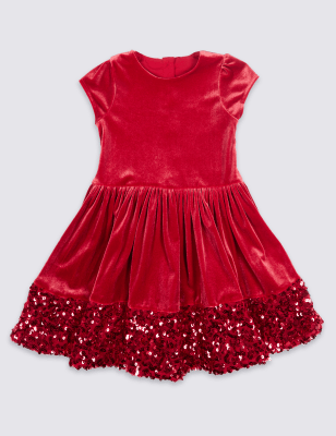 marks and spencer red velvet dress