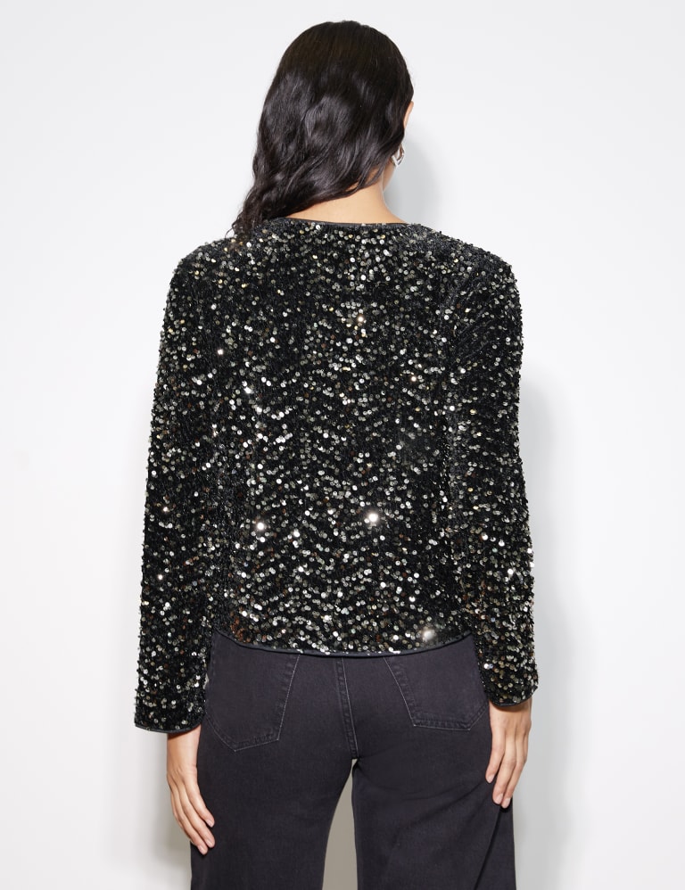 Velvet Sequin Short Tailored Jacket Albaray M S
