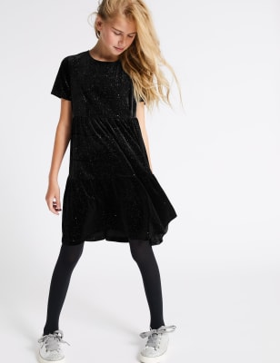 m&s black velvet dress