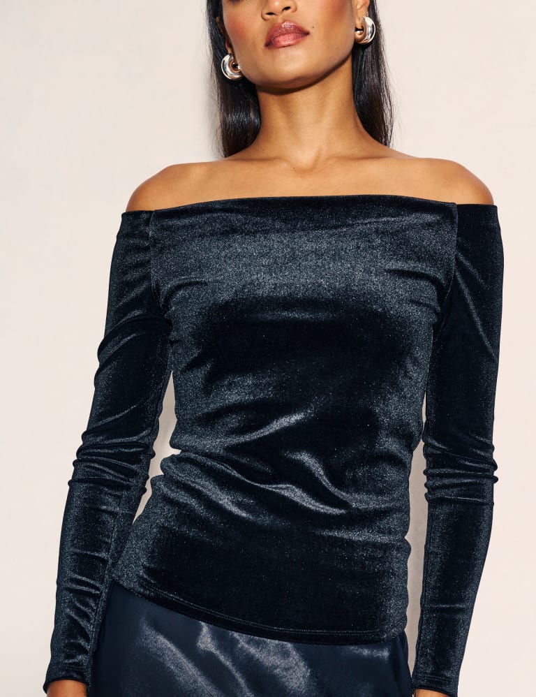 Black fitted off the shoulder top 2025