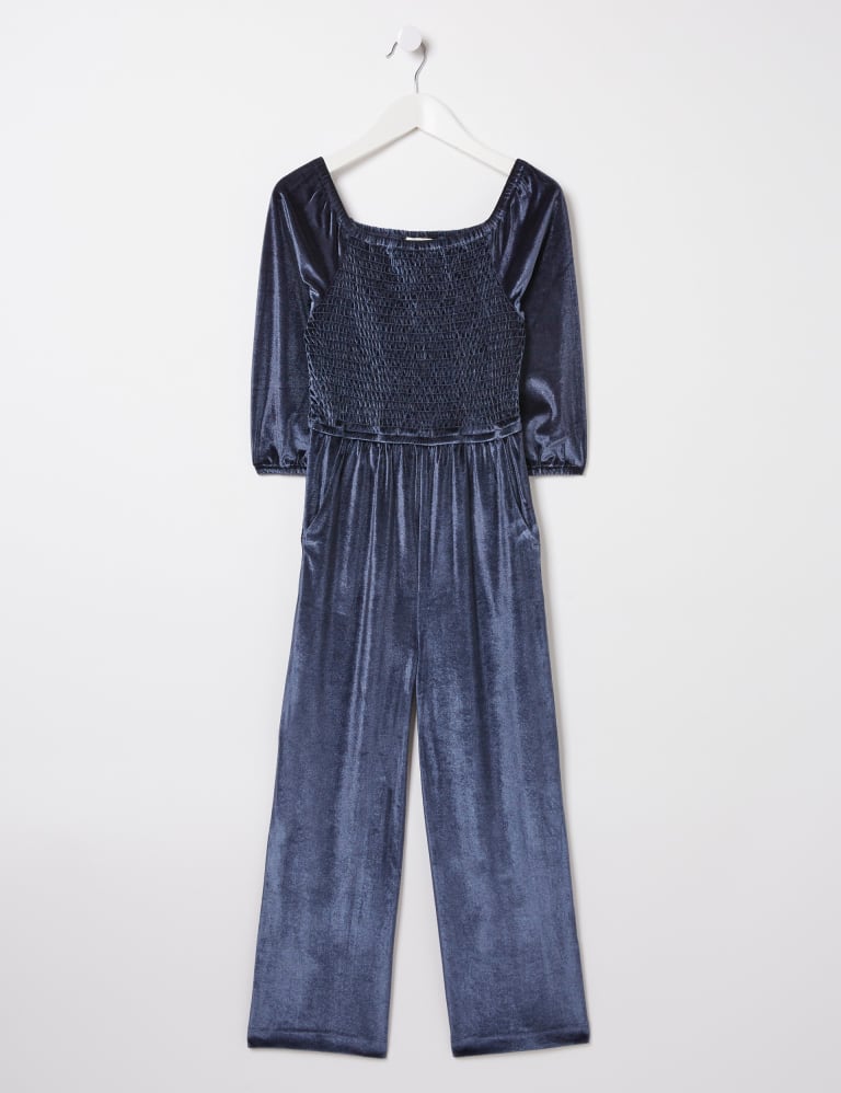 Velvet Shirred Jumpsuit  (3-13 Yrs) 2 of 4