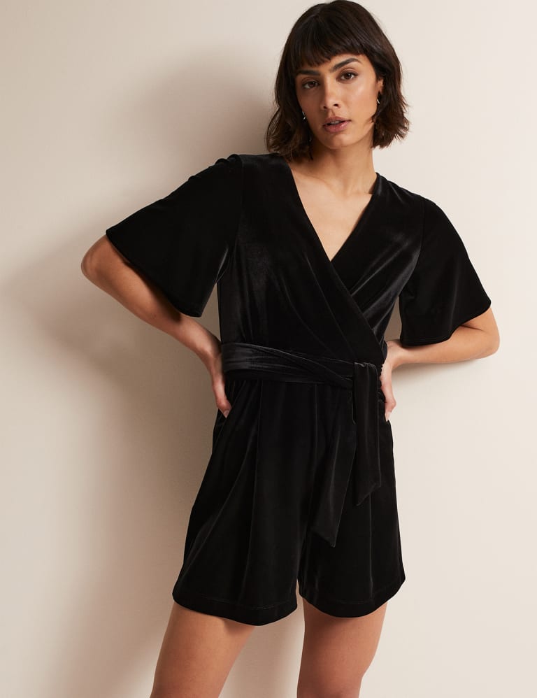 Black short sleeve playsuit 2025