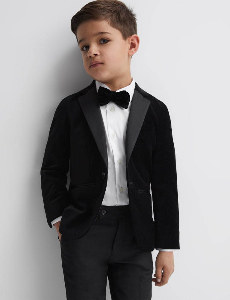 Boys black velvet blazer top