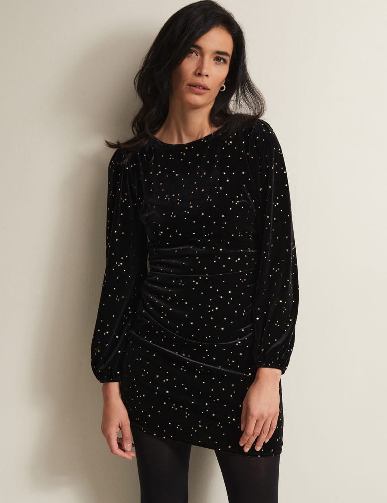Velvet Star Print Round Neck Mini Tea Dress Phase Eight M S