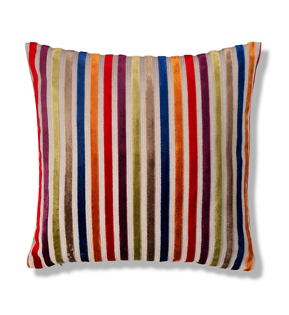 Velvet Striped Cushion Image 1 of 2