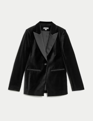 Velvet Tailored Tuxedo Blazer JAEGER M S