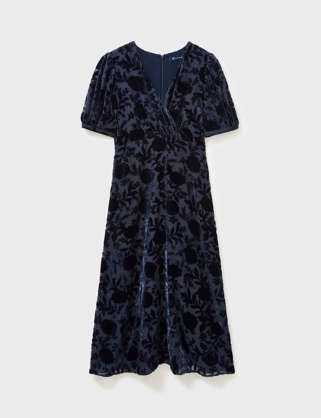 Velvet Textured V-Neck Midi Wrap Dress 1 of 5