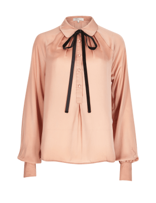 Velvet Tie Front Blouse Image 2 of 4