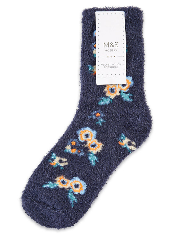 Velvet Touch Ditsy Floral Cosy Bed Socks Image 1 of 2