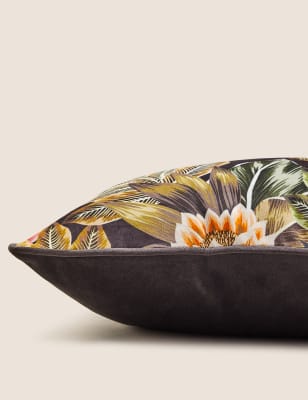 Velvet Tropical Print Cushion Image 2 of 6