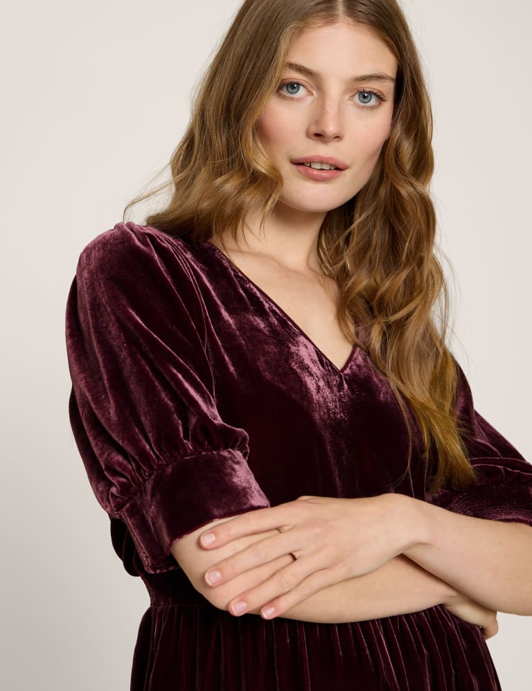 Velvet V Neck Midaxi Tea Dress White Stuff M S