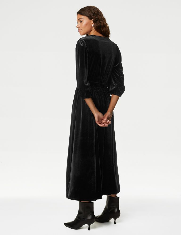 Velvet V-Neck Midi Tea Dress | M&S Collection | M&S