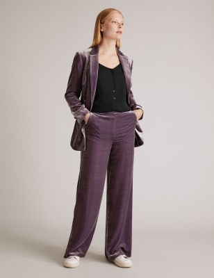 Velvet Wide Leg Trousers with Silk, Autograph