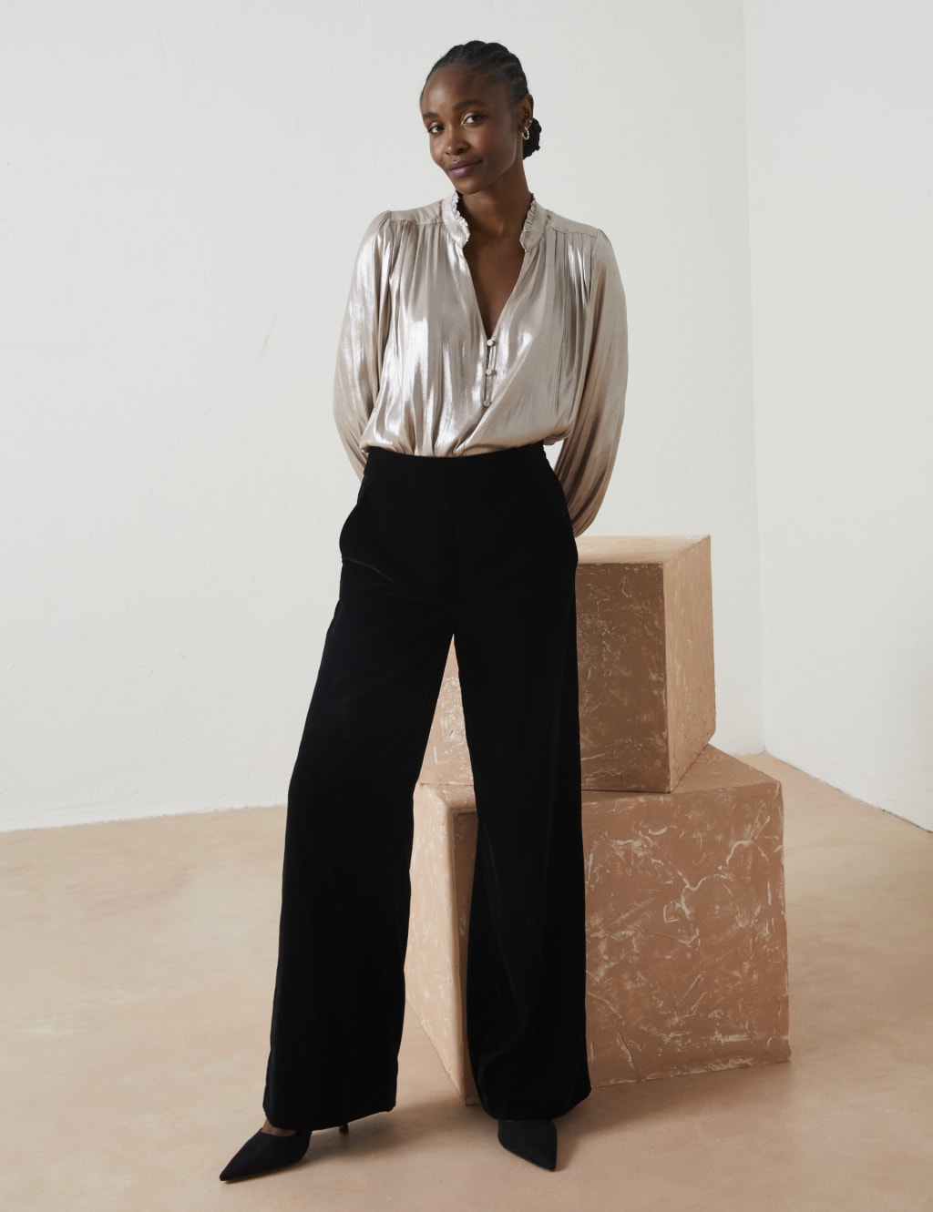 Velvet Wide Leg Trousers FatFace M S