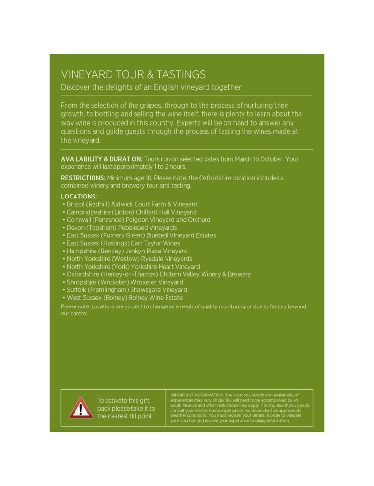 Vineyard Tour & Tastings for Two - Gift Experience Voucher 4 of 8
