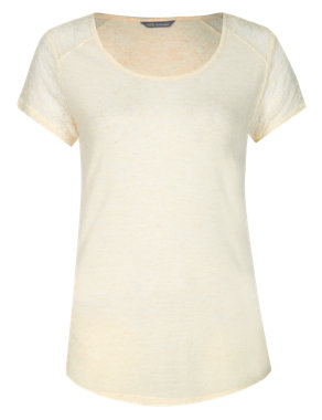 Vintage Inspired Mesh Panelled T-Shirt with Linen Image 2 of 3