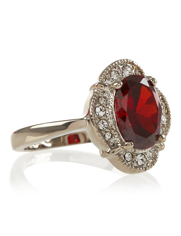 Vintage Inspired Platinum Plated Ruby Ring Image 1 of 2