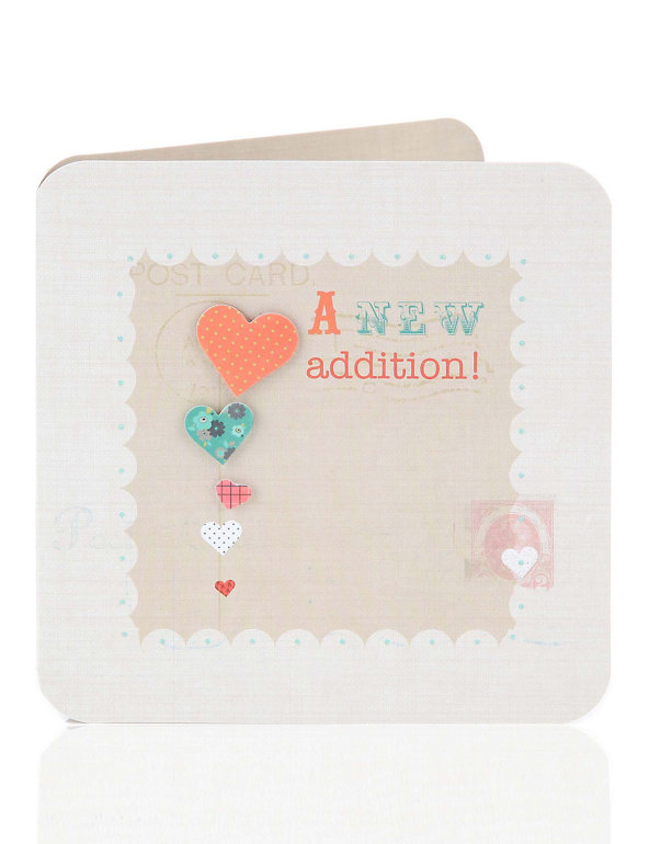 Vintage Style Hearts New Baby Greetings Card Image 1 of 2