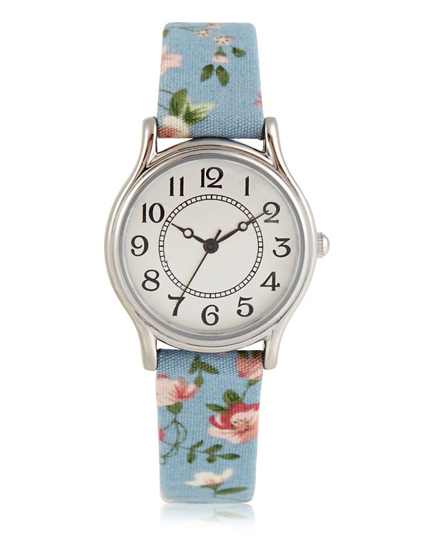 Vintage Style Round Face Floral Strap Watch Image 1 of 2