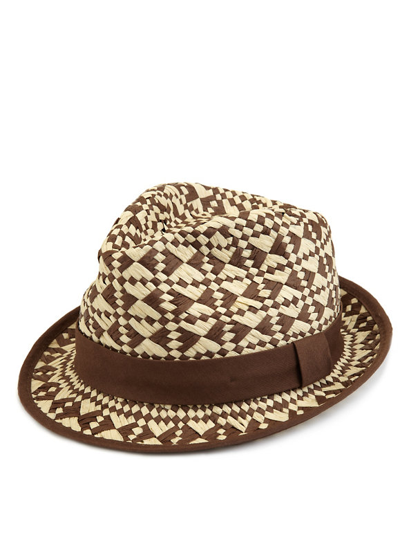 Vintage Style Striped Trilby Hat Image 1 of 1