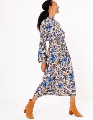 m&s floral midi dress