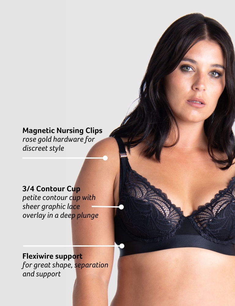 Warrior Plunge Black Contour Nursing Bra - Flexi Underwire