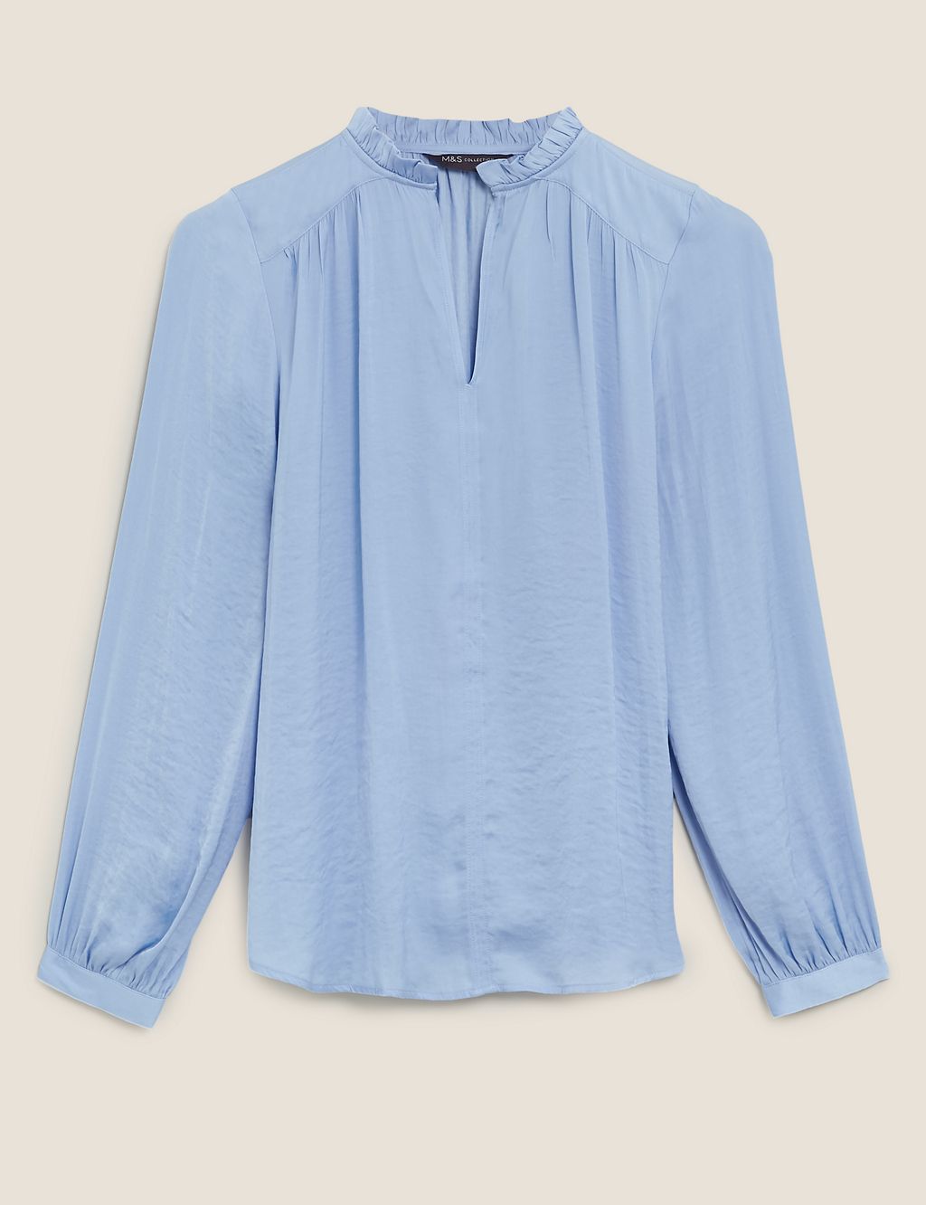 Washed Satin Frill Neck Popover Blouse 1 of 1