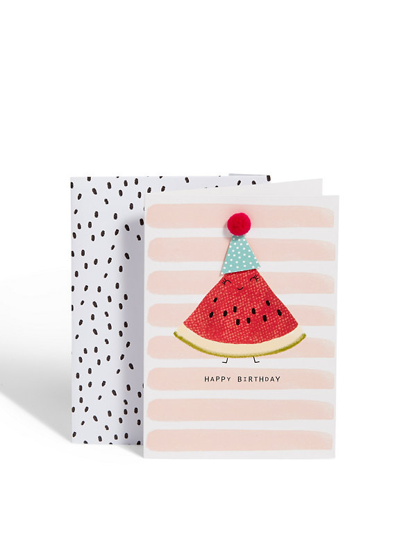 Water Melon Party Hat Birthday Card Image 1 of 2