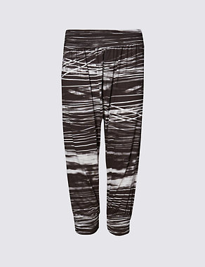 Water Print Cropped Harem Trousers Image 2 of 4