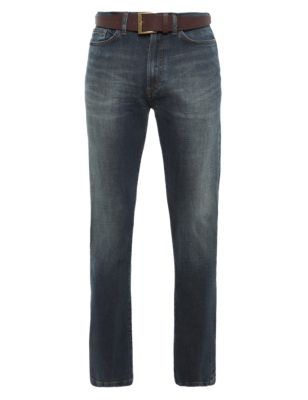 Water Resistant Belted Jeans with Comfort Stretch Image 2 of 5
