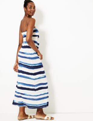 STRAPLESS STRIPED MAXI DRESS