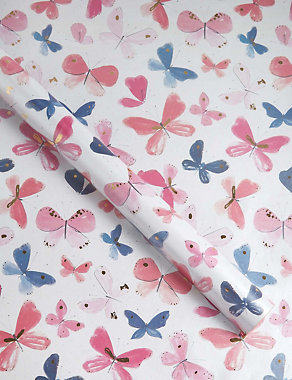 Watercolour Butterfly Pearlised 2 Metre Roll Wrapping Paper Image 2 of 3