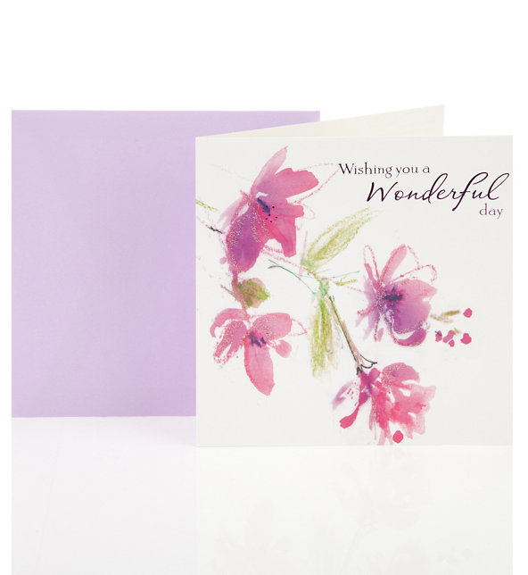 Watercolour Floral Birthday Greetings Card Image 1 of 2