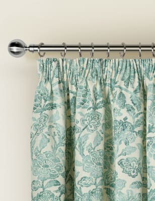 Watercolour Floral Pencil Pleat Curtains M S