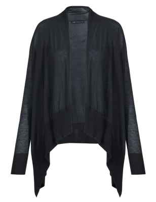 Waterfall Cardigan in Linen Blend Black