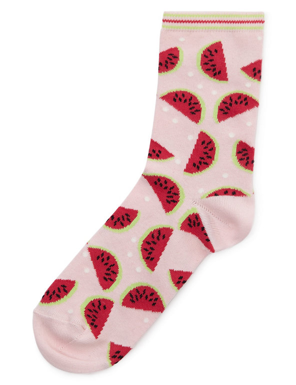 Watermelon Slice Print Socks Image 1 of 1