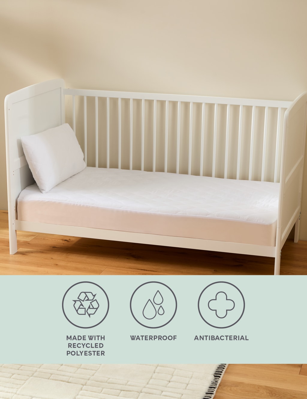 Waterproof Cot Bed Mattress & Pillow Protector Set M&S Collection M&S