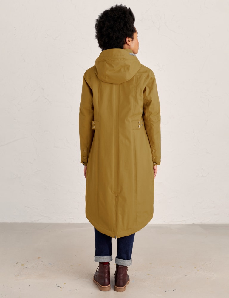 Seasalt Mustard Hooded Knee-length Waterproof Coat - Size 8