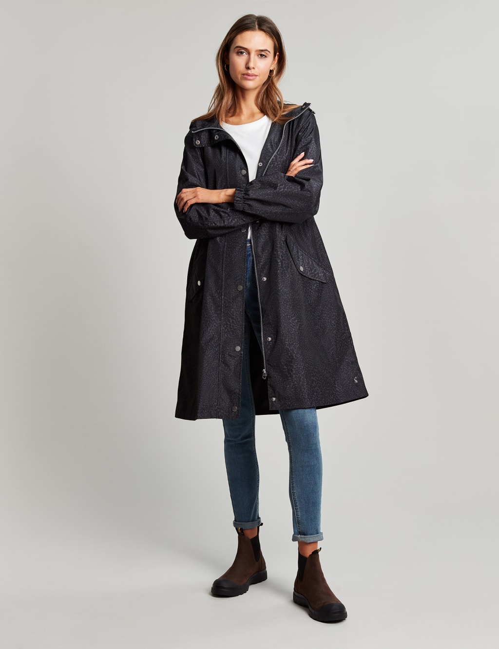 Waterproof Leopard Print Longline Raincoat Joules M&S