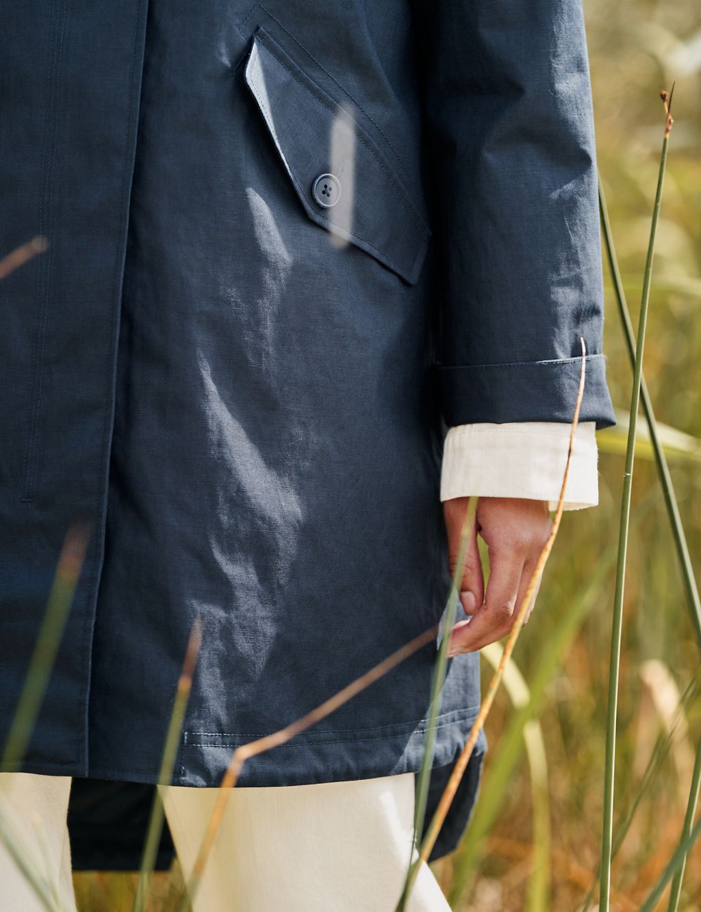 Waterproof Linen Rich Longline Raincoat 6 of 9