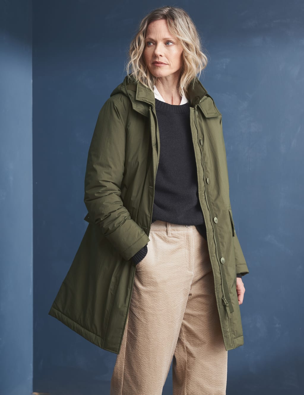 Waterproof Padded Hooded Longline Raincoat