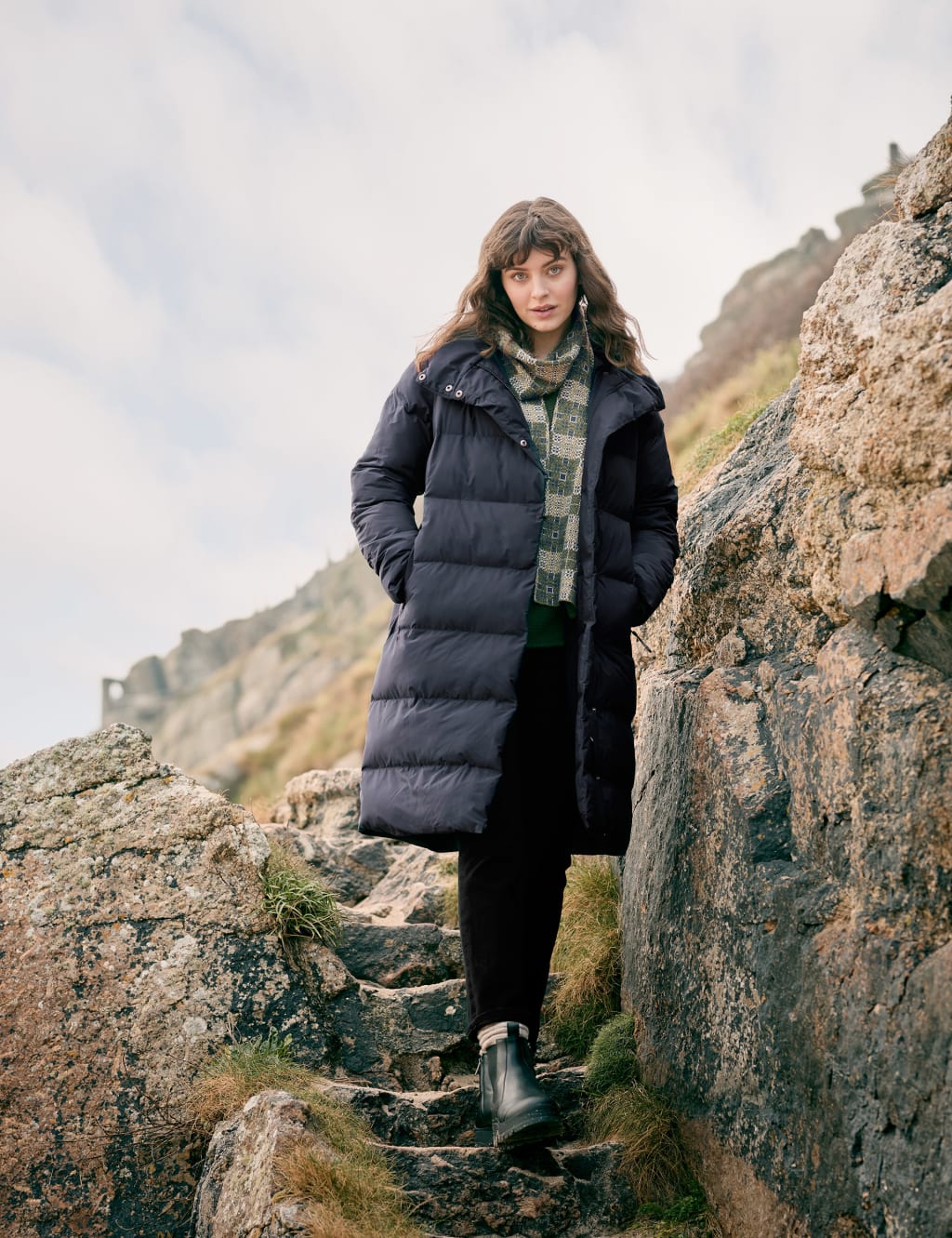 Long down padded jacket online