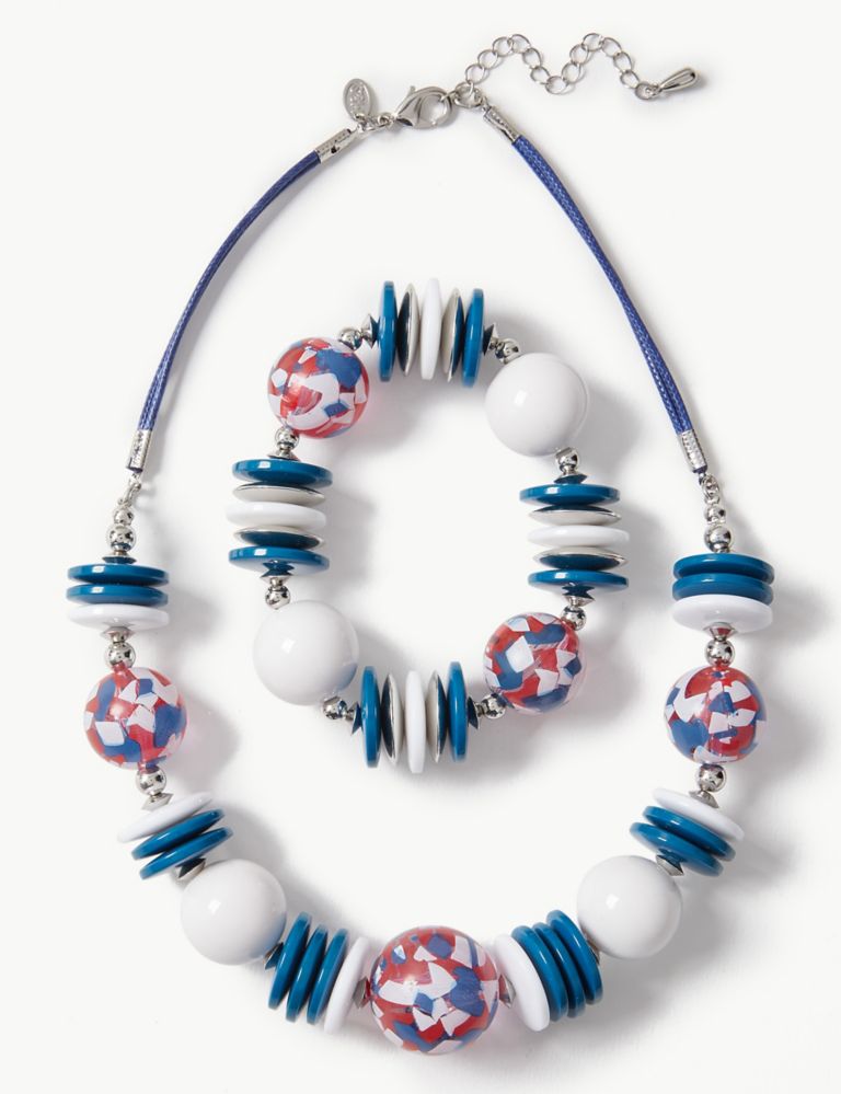 Wavy Bead Necklace & Bracelet Set 1 of 1