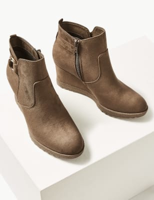 leather wedge ankle boots uk