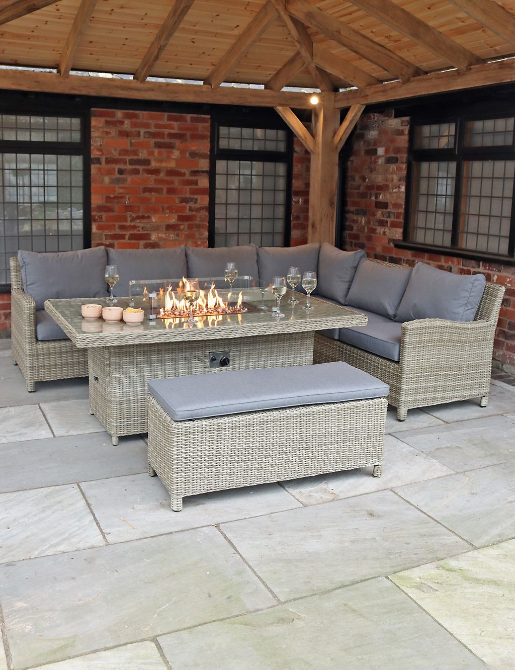 Wentworth 8 Seater Fire-Pit Lounge Set 1 of 8
