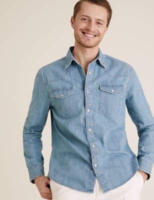 Men's western 2025 denim shirt