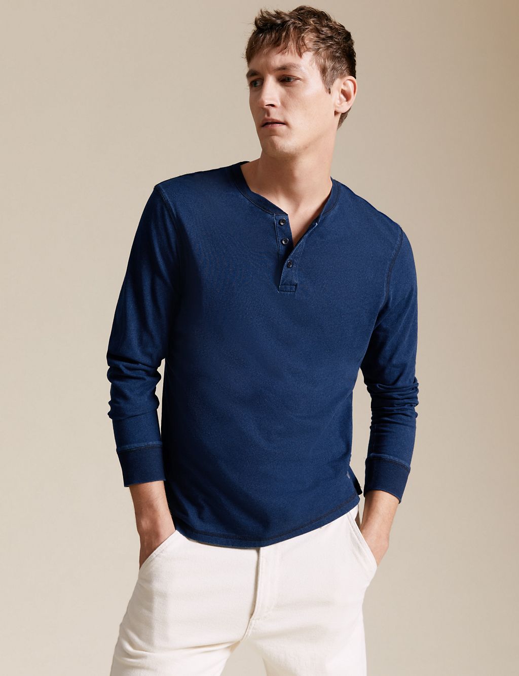 Wetherby Pure Cotton Henley T-Shirt 7 of 8